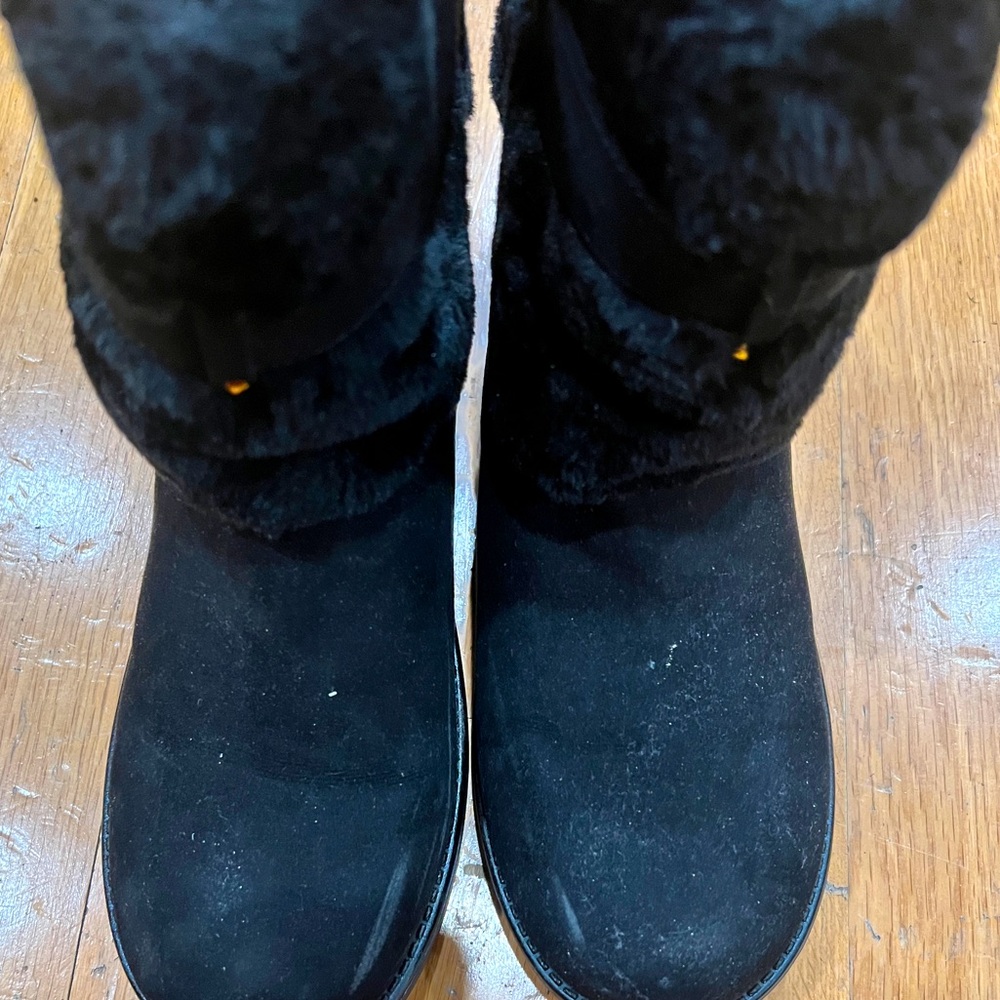 GBG Womens Black Buckle Accent Round Toe Snow Boots 10 M